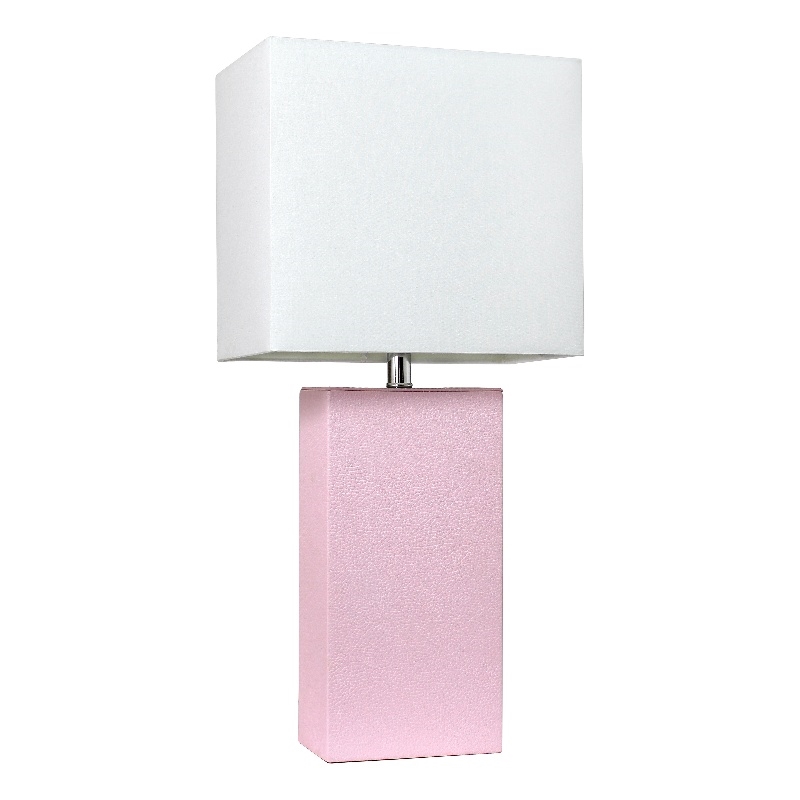 Lalia Home Lexington 21in Leather Base Table Lamp Blush Pink