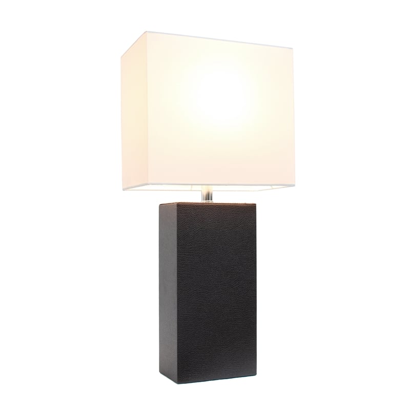 Lalia Home Lexington 21in Leather Base Table Lamp Espresso Brown