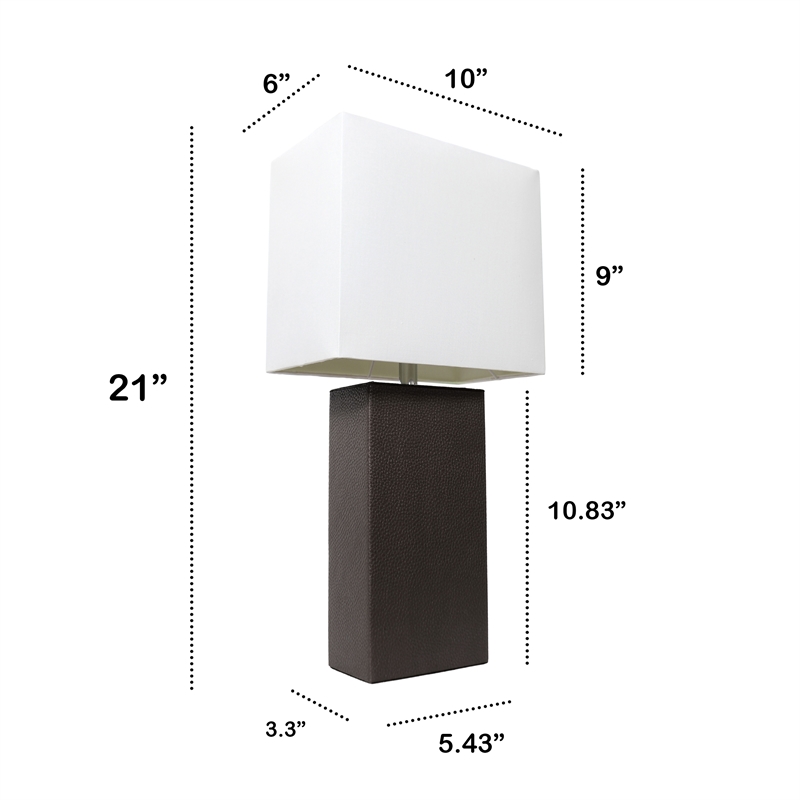 Lalia Home Lexington 21in Leather Base Table Lamp Espresso Brown