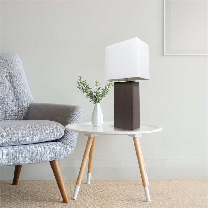 Lalia Home Lexington 21in Leather Base Table Lamp Espresso Brown