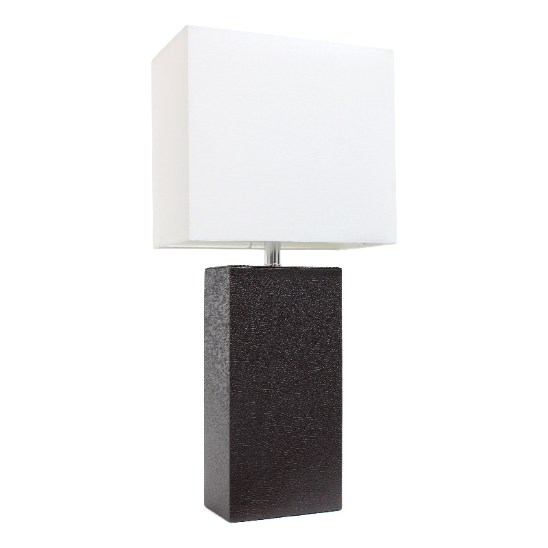 Lalia Home Lexington 21in Leather Base Table Lamp Espresso Brown