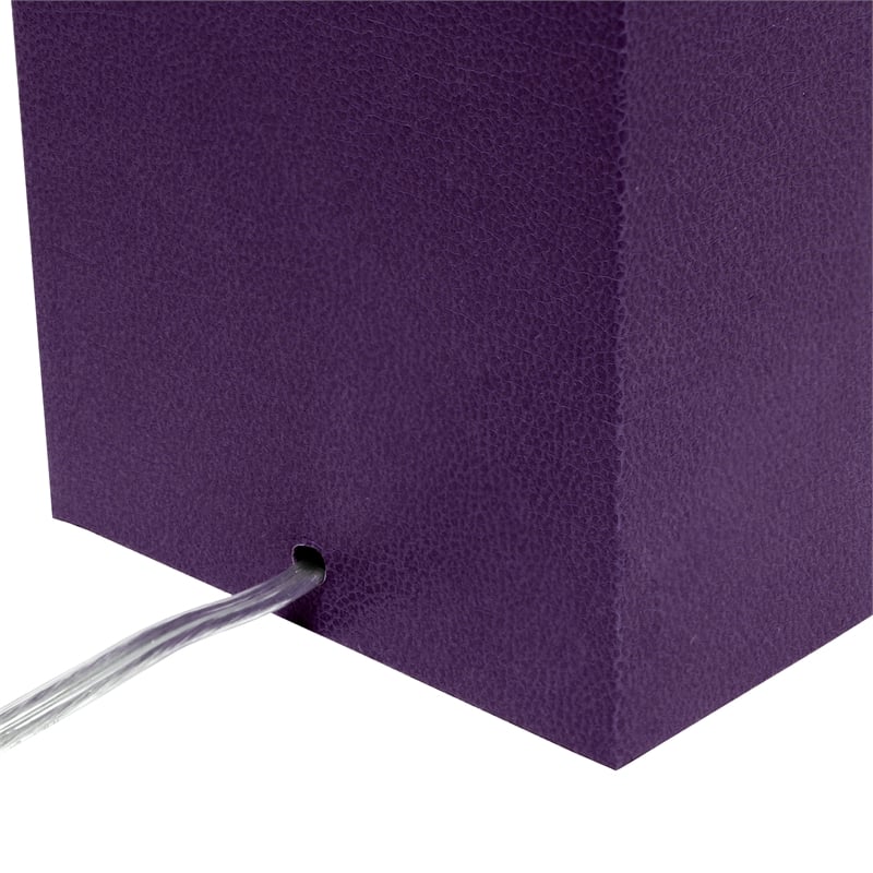 Lalia Home Lexington 21in Leather Base Table Lamp Eggplant Purple