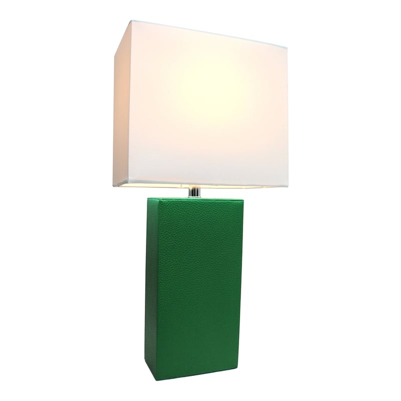 Lalia Home Lexington 21in Leather Base Table Lamp Green