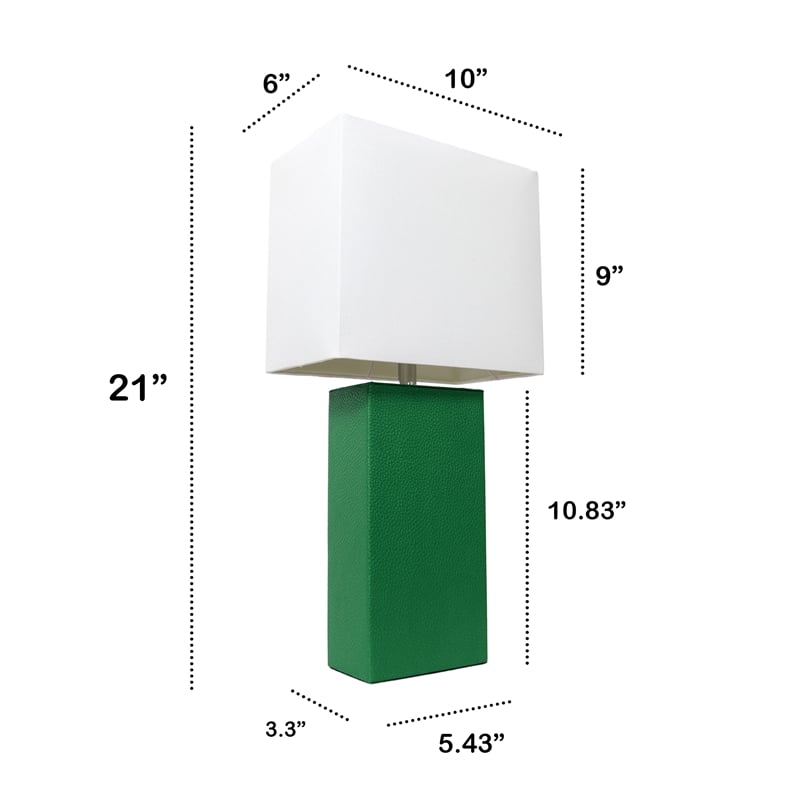 Lalia Home Lexington 21in Leather Base Table Lamp Green