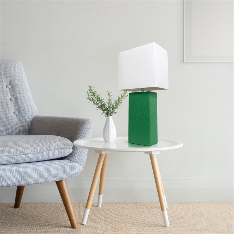 Lalia Home Lexington 21in Leather Base Table Lamp Green