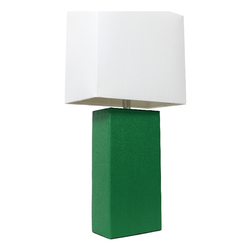 Lalia Home Lexington 21in Leather Base Table Lamp Green