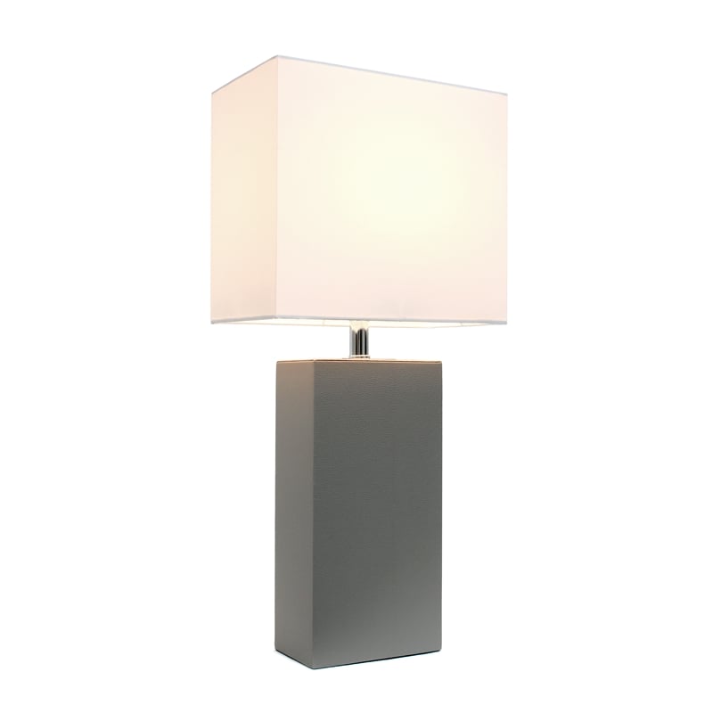 Lalia Home Lexington 21in Leather Base Table Lamp Gray