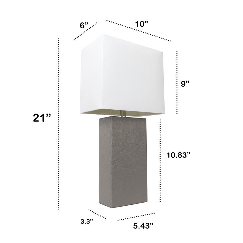 Lalia Home Lexington 21in Leather Base Table Lamp Gray