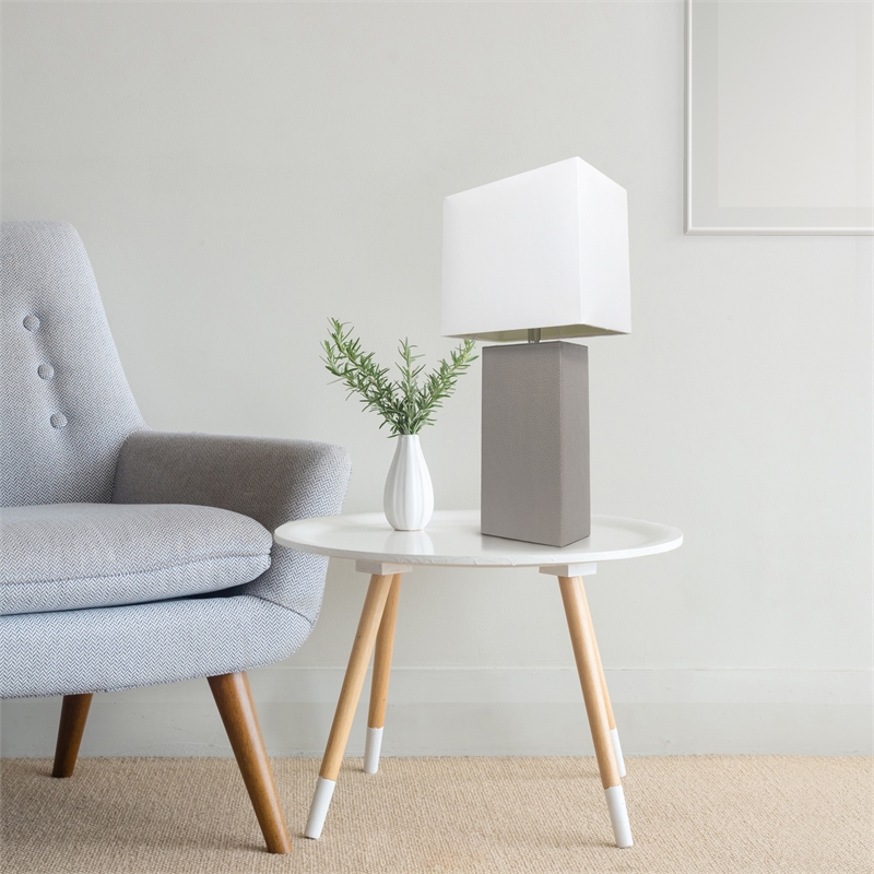 Lalia Home Lexington 21in Leather Base Table Lamp Gray