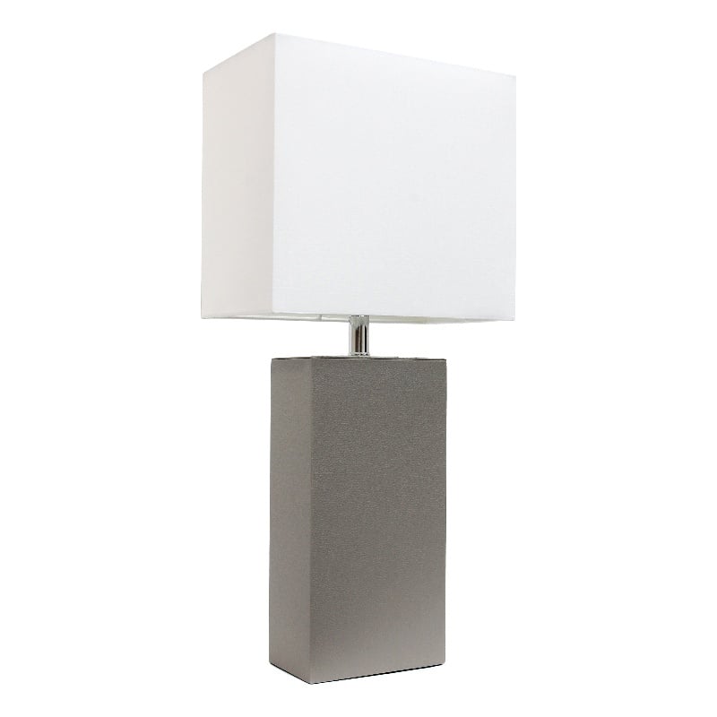 Lalia Home Lexington 21in Leather Base Table Lamp Gray