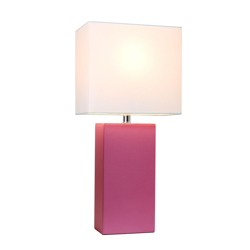 Lalia Home Lexington 21in Leather Base Table Lamp Hot Pink