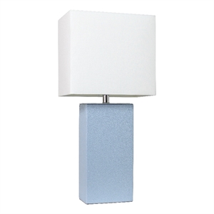 lalia home lexington 21in leather base table lamp periwinkle