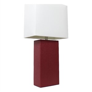 lalia home lexington 21in leather base table lamp red