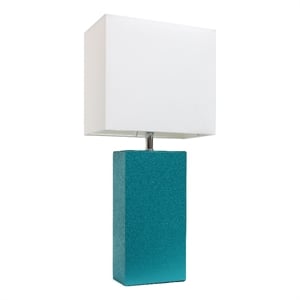 lalia home lexington 21in leather base table lamp teal turquoise
