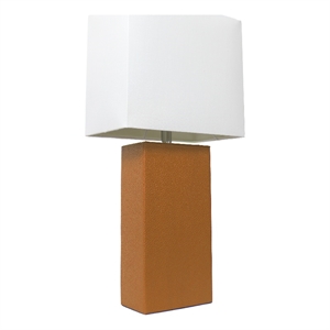 lalia home lexington 21in leather base table lamp tan