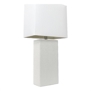 lalia home lexington 21in leather base table lamp white
