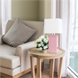 Lalia Home 21in Leather Base Table Lamp with USB Charging Port Pink