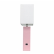 Lalia Home 21in Leather Base Table Lamp with USB Charging Port Pink