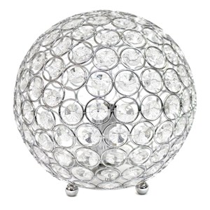 lalia home 8in metal crystal round sphere glamourous orb table lamp chrome