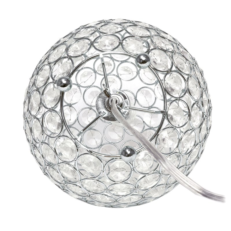Lalia Home 8in Metal Crystal Round Sphere Glamourous Orb Table Lamp Chrome