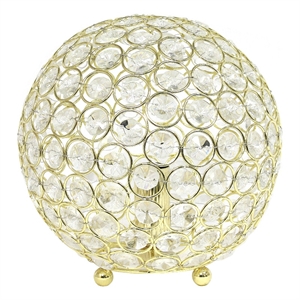 lalia home 8in metal crystal round sphere glamourous orb table lamp gold