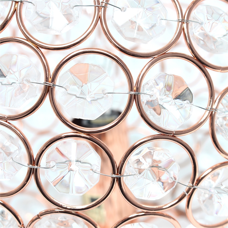 Lalia Home 8in Metal Crystal Round Sphere Glamourous Orb Table Lamp Rose Gold