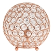 Lalia Home 8in Metal Crystal Round Sphere Glamourous Orb Table Lamp Rose Gold