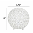 Lalia Home 8in Metal Crystal Round Sphere Glamourous Orb Table Lamp White