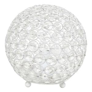 lalia home 8in metal crystal round sphere glamourous orb table lamp white