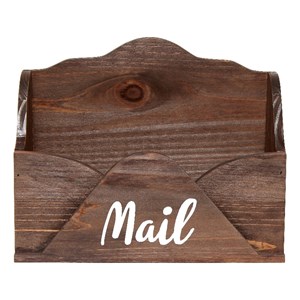 Elegant Designs Homewood Envelope Letter Holder with &quotMail&quot in White - Brown