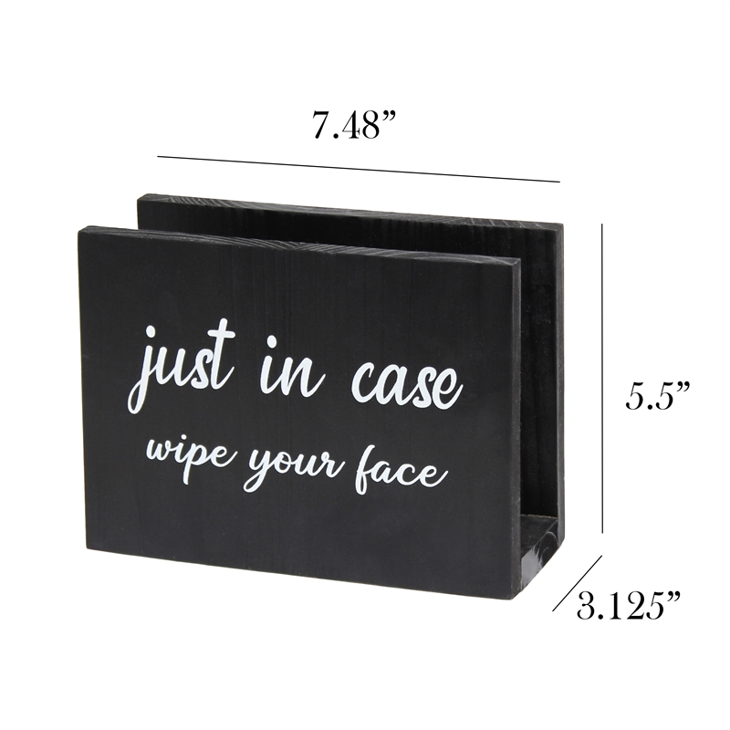 Elegant Designs Wooden Caddy Napkin and Cup Holder Set Black with White Script