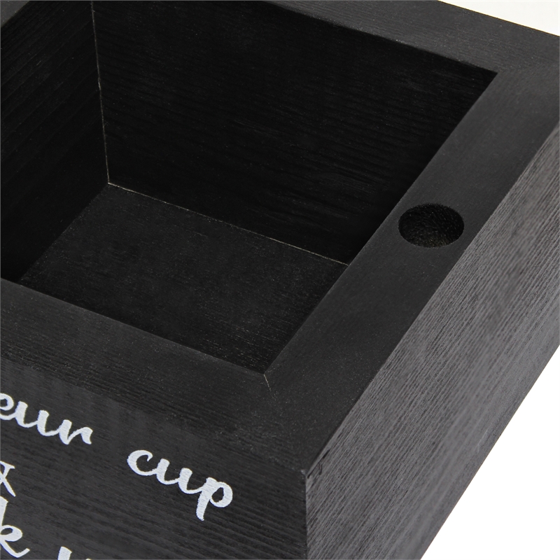 Elegant Designs Wooden Caddy Napkin and Cup Holder Set Black with White Script