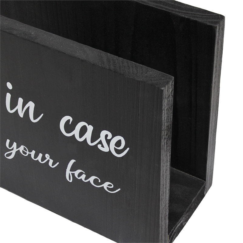 Elegant Designs Wooden Caddy Napkin and Cup Holder Set Black with White Script