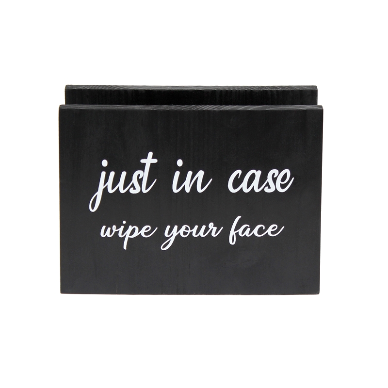 Elegant Designs Wooden Caddy Napkin and Cup Holder Set Black with White Script