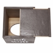 Elegant Designs Wood Tissue Box Cover with Sliding Base & White Script - Brown