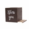 Elegant Designs Wood Tissue Box Cover with Sliding Base & White Script - Brown