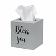 Elegant Designs Wood Tissue Box Cover with Sliding Base & Black Script - Gray