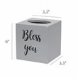 Elegant Designs Wood Tissue Box Cover with Sliding Base & Black Script - Gray
