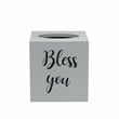 Elegant Designs Wood Tissue Box Cover with Sliding Base & Black Script - Gray