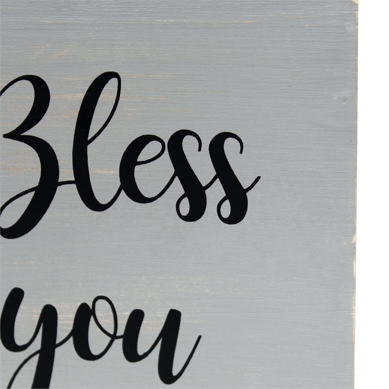 Elegant Designs Wood Tissue Box Cover with Sliding Base & Black Script - Gray