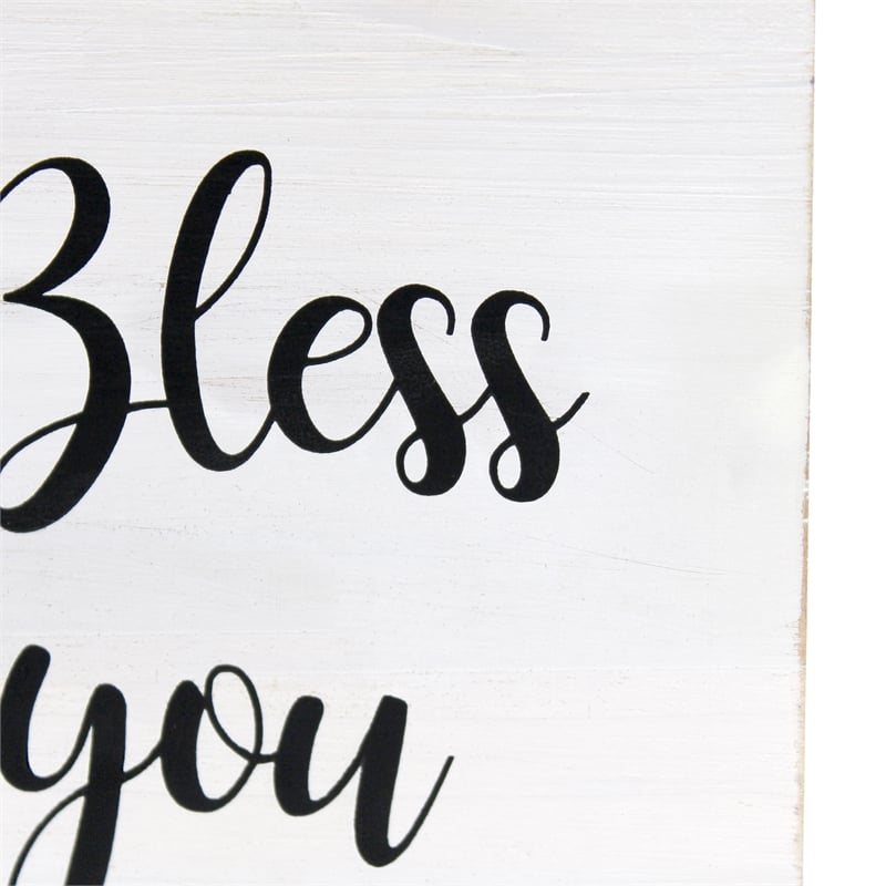 Elegant Designs Wood Tissue Box Cover with Sliding Base & Black Script - White