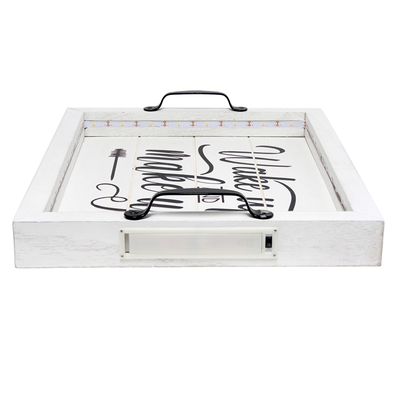 Elegant Designs Salento LED Wood Serving Tray 