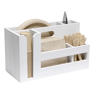 Elegant Designs Pantry Picks Wood Flatware and Utensils Organizer -  White Wash