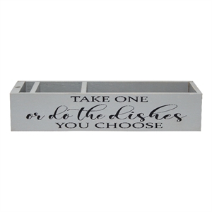 Wood Kitchen Organizer S &quotTake One or do the Dishes..&quot Black Script - Gray Wash