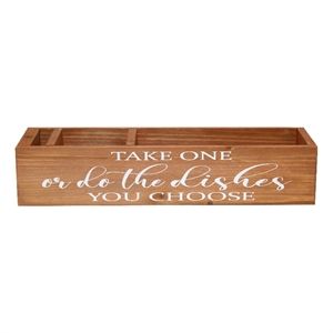 Wood Kitchen Organizer S &quotTake One or do the Dishes..&quot White Script - Nat. Wood