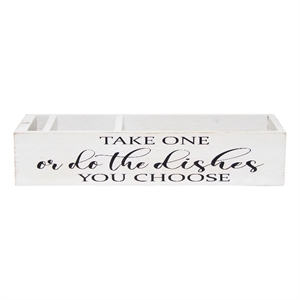 Wood Kitchen Organizer S &quotTake One or do the Dishes..&quot Black Script - White Wash
