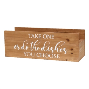 Wood Kitchen Organizer L &quotTake One or do the Dishes..&quot White Script - Nat. Wood