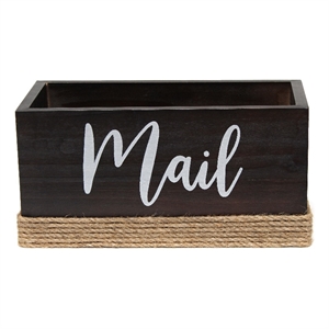 Elegant Designs Homewood Wood Mail Holder &quotMail&quot White Script - Dark Wood
