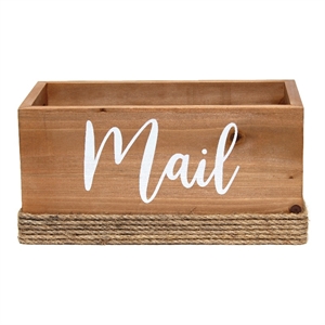 Elegant Designs Homewood Wood Mail Holder &quotMail&quot White Script - Natural Wood