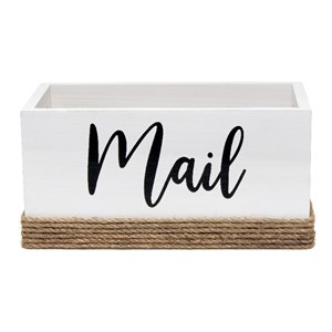 Elegant Designs Homewood Wood Mail Holder &quotMail&quot White Script - White